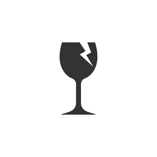 Broken drinking glass icon vector template