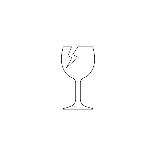 Broken drinking glass icon vector template