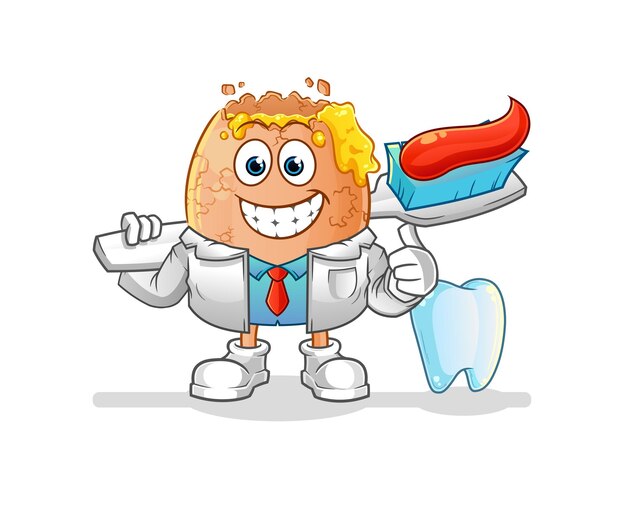 Broken egg dentist illustration. character vector