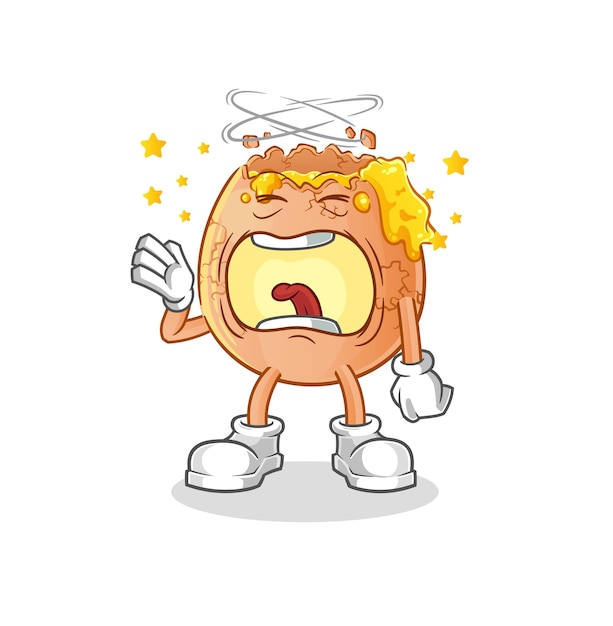 Broken egg yawn character. cartoon mascot vector