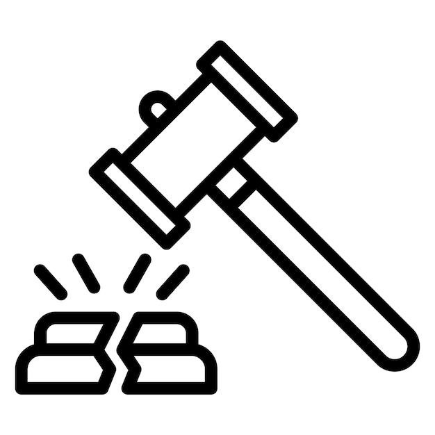 Vector broken gavel icon vector image can be used for corruption