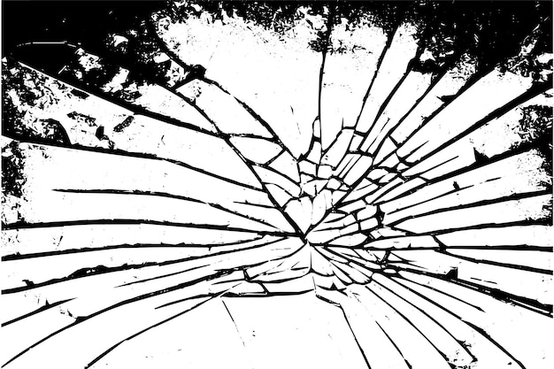 Broken glass or mirror black texture on white background