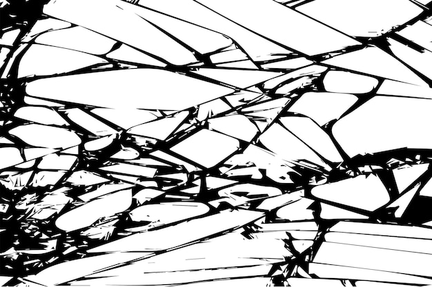 Broken glass or mirror black texture on white background