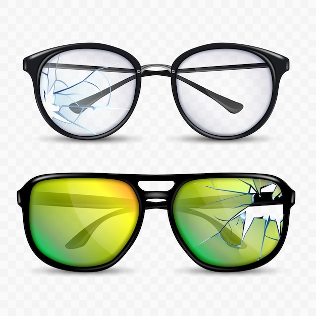 Vettore set di accessori per occhiali rotti e occhiali rotti