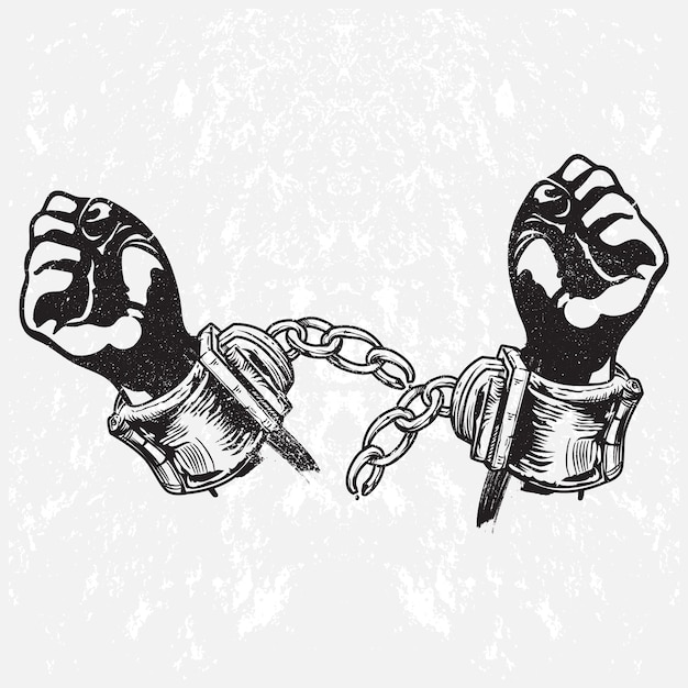 Vector broken handcuffs for freedom. freedom. freed from restrain or capture illustration