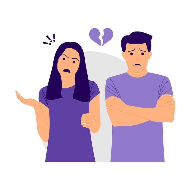 Broken heart couple illustration Premium Vector