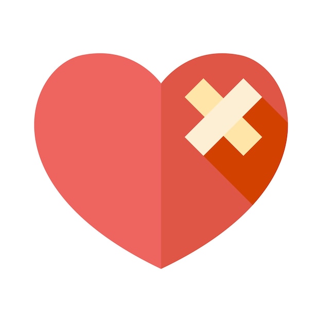 Vector broken heart icon in flat color style