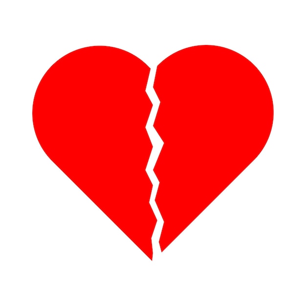 Broken heart romantic love red heart vector illustration