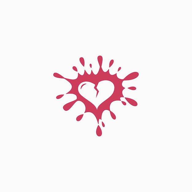 broken heart simple flat logo design