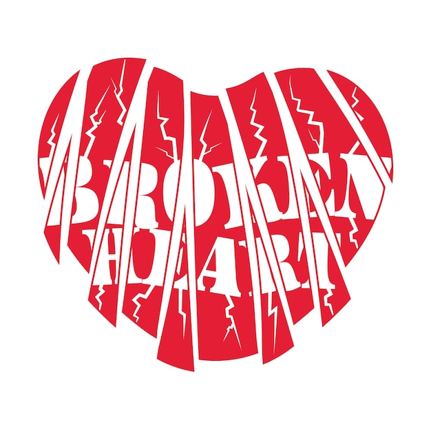 Vector broken heart typography