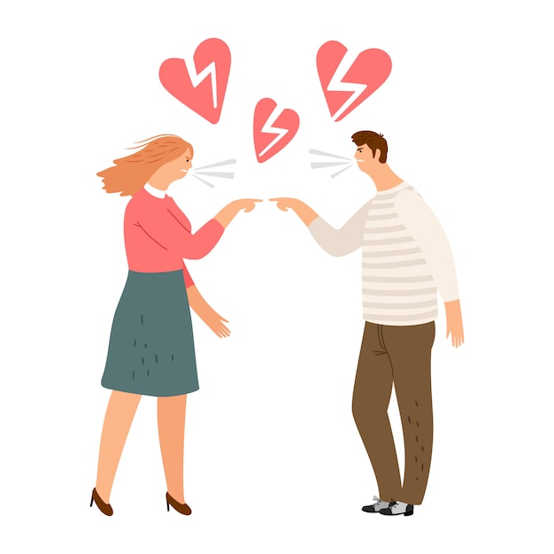 Broken hearts, divorce concept