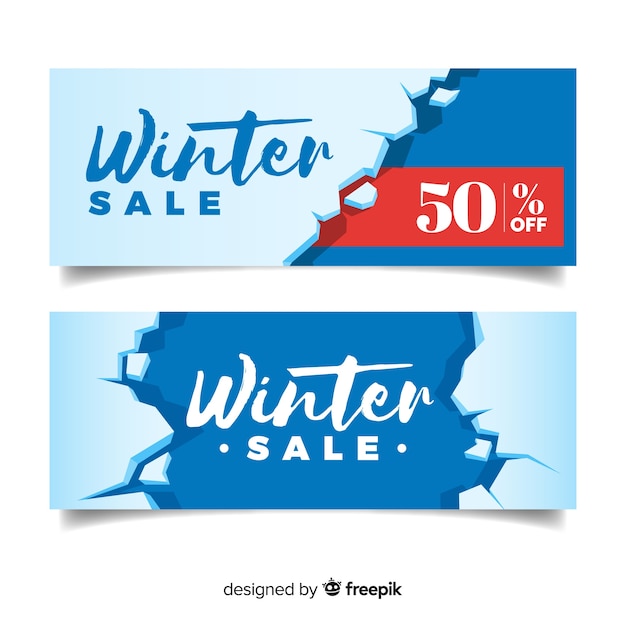 Vector broken ice winter sale banner