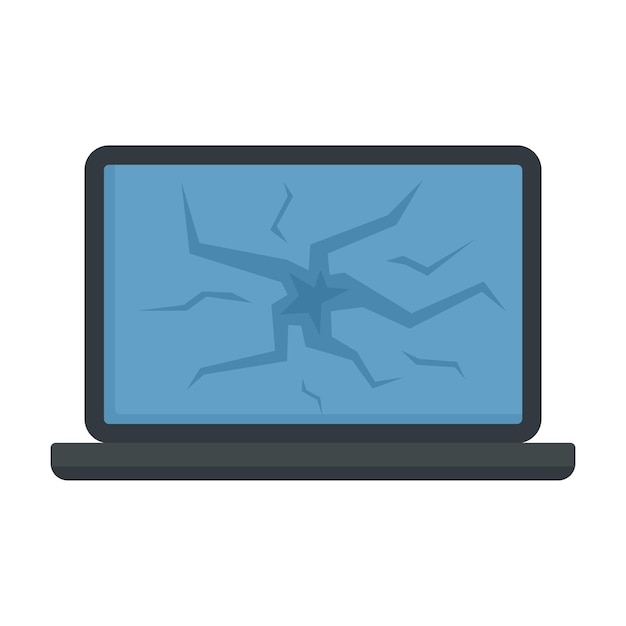 Vettore icona del laptop rotto illustrazione piatta dell'icona del vettore del laptop rotto isolata su sfondo bianco