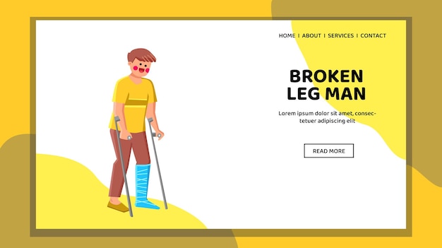 Broken leg man vector