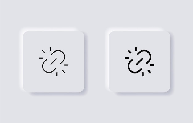 Broken link icon disconnect link chain in neumorphism buttons or neumorphic style ui ux app icons