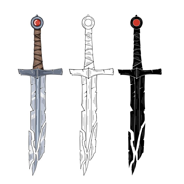 Vector broken metal sword on a white background. vector illustration