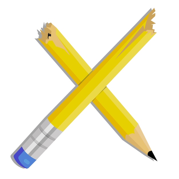 Сломанный карандаш на белом фоне