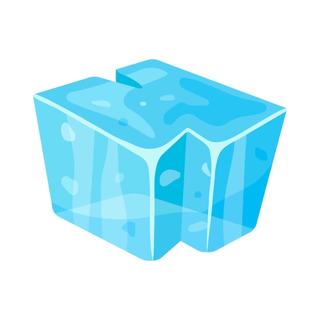 Broken piece of ice Cold frozen block arctic snowy object on white background ice floe in cartoon style