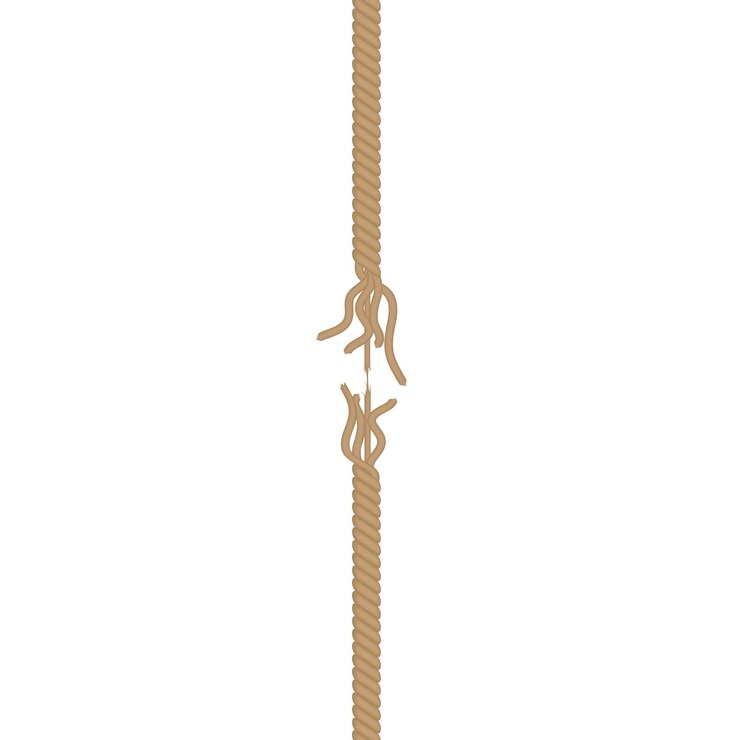 Broken rope with knot