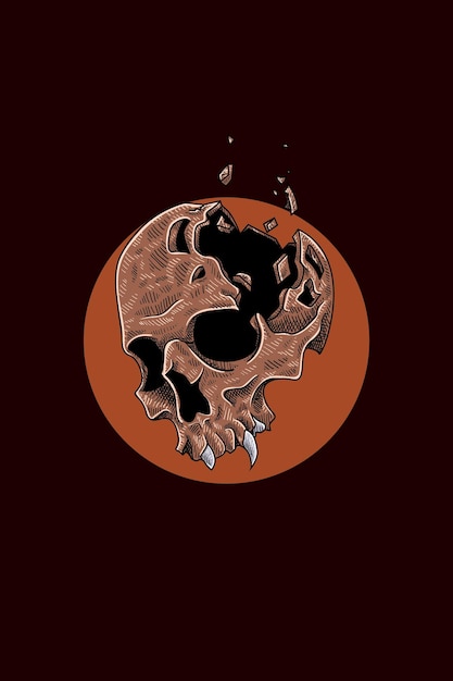 Broken skull vector illustration