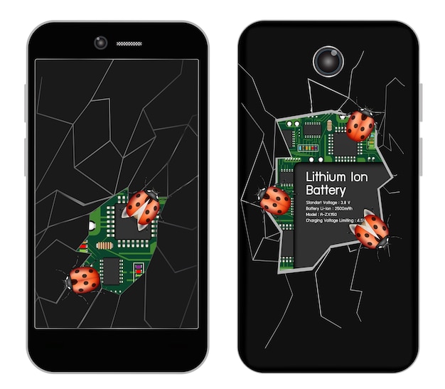 バグのある壊れたスマートフォン