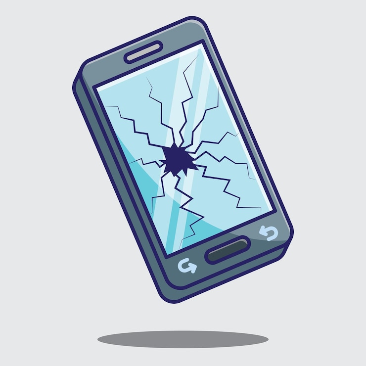 Vector broken touch screen phone vector design icon concept. free vector