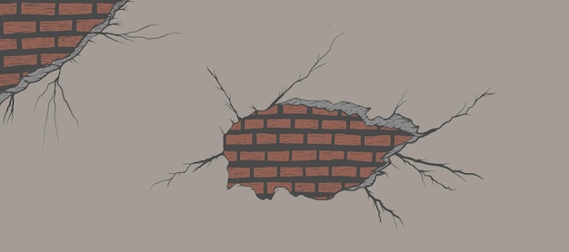 Vector broken wall vector illustration