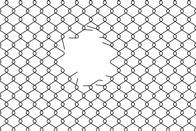 Vector broken wire mesh fence cut metal lattice grid torn wire pirson mesh texture