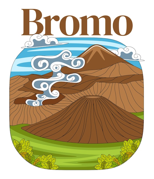 Bromo Nationaal Park Vectorillustratie