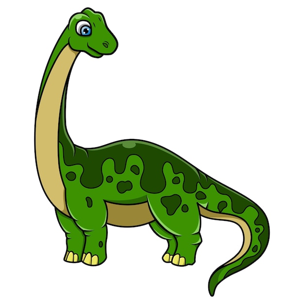 Vector brontosaurus van het beeldverhaal die op witte achtergrond wordt geïsoleerd