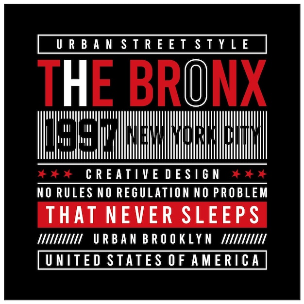 Il design della maglietta tipografica bronx new york city