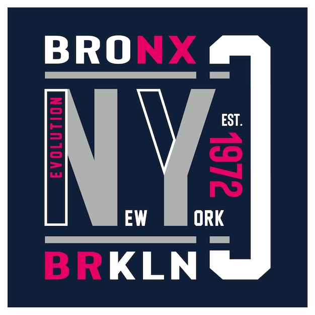 Disegno grafico tipografico bronx ny brooklyn per t-shirt stampata