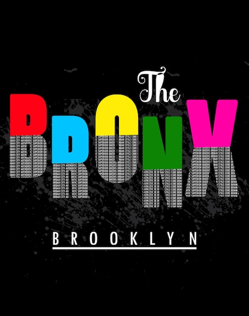 Bronx Slogan tee графическая типография для печати ilustration футболка вектор искусство винтаж премиум вектор