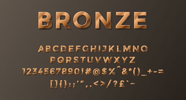 Bronze Alphabet Completed With Numbers And Symbols