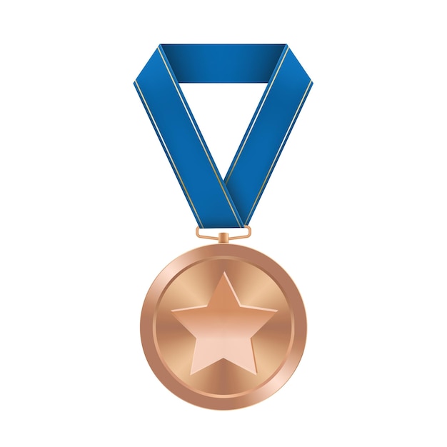 Vector bronze award medal with star illustration from geometric shapes