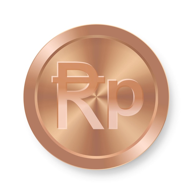 Bronze coin of Indonesian rupee Concept of internet currency Rupee medal