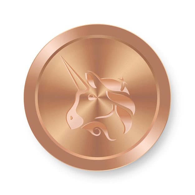 Vector bronze coin of uniswap concept of internet web cryptocurrency uniswap medal