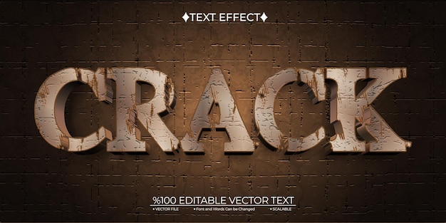 Vector bronze crack editable vector text effect