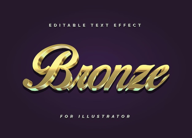 Effetto di testo modificabile metallizzato bronzo per illustrator