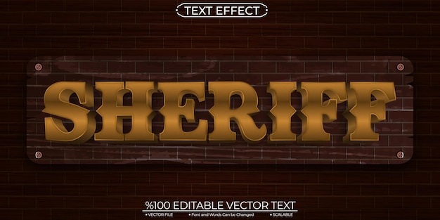 Bronze Text Effect Shiny Sherif Editable and Scalable Template Vector Text Effect