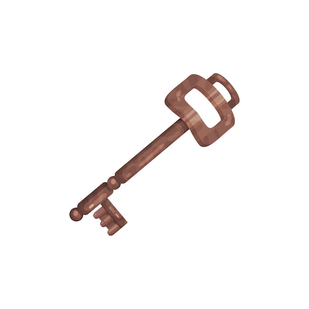 Bronze vintage old key vector Illustration on a white background