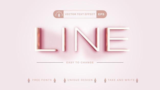 Bronzen lijn bewerkbaar teksteffect, lettertypestijl