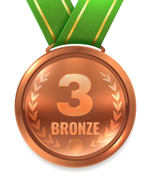 Bronzen medaille op groen lint derde prijs