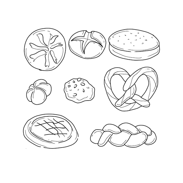 brood handgetekende doodle illustraties vector set