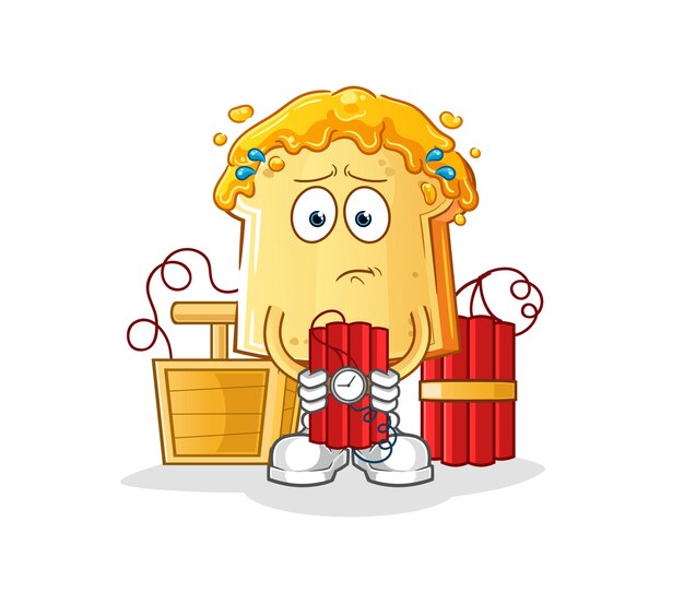 Brood met honing met dynamietkarakter. cartoon mascotte vector