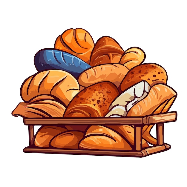 Vector brood tarwe baguette en croissant zoet broodje rozijn cupcake en toast