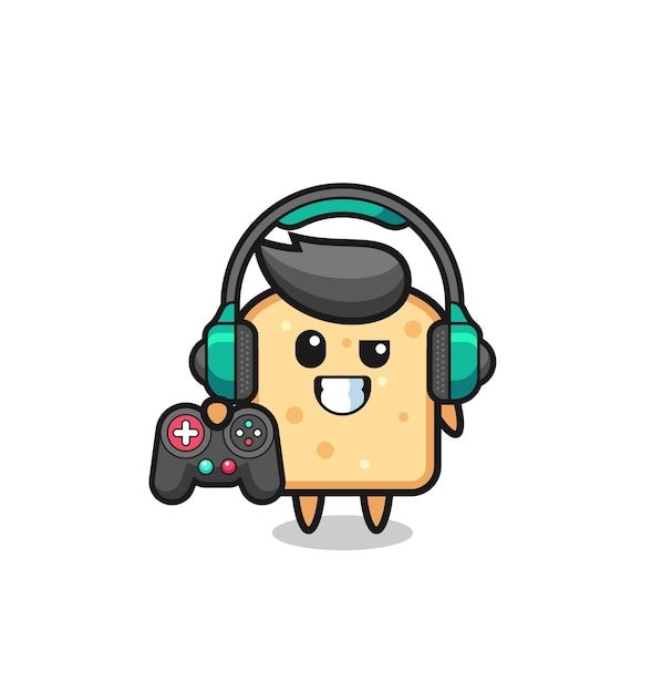 Vector broodgamer-mascotte met een schattig ontwerp van een gamecontroller