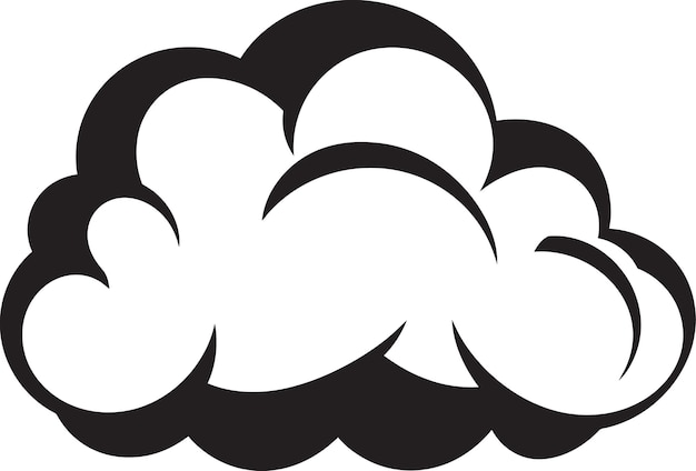 Vector brooding tempest black cartoon cloud emblem vexed vapor angry cloud logo icon