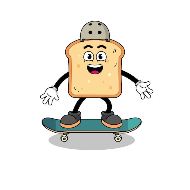 Broodmascotte die een skateboard speelt