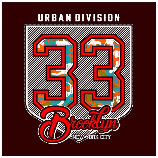 Brooklyn 33 nummer leger patroon en camouflage typografie ontwerp in vectorillustratie